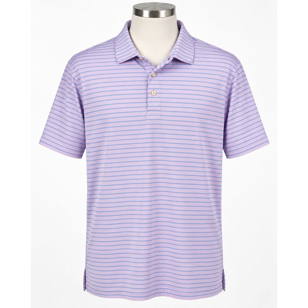 Peter Millar Summer Comfort Purple Stripe Men's Golf Polo Size Large